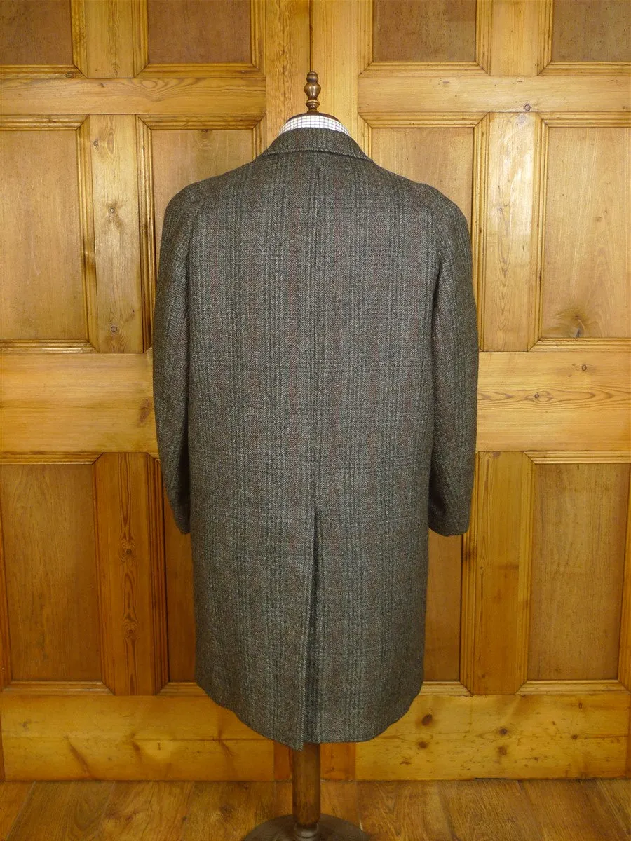 24/0956 vintage heavyweight grey / red glen check tweed raglan sleeve overcoat 44-45