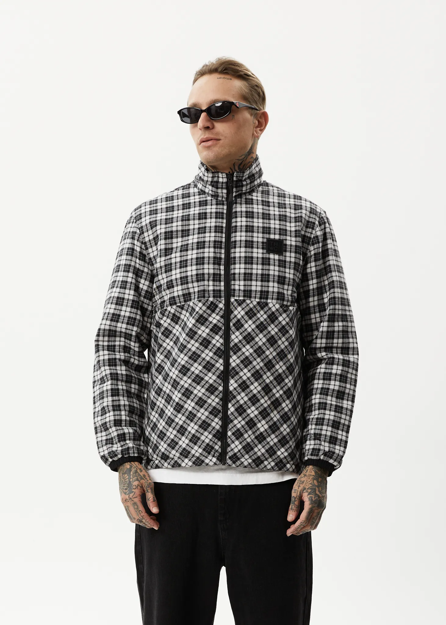 AFENDS Mens Asta - Check Reversible Jacket - Black