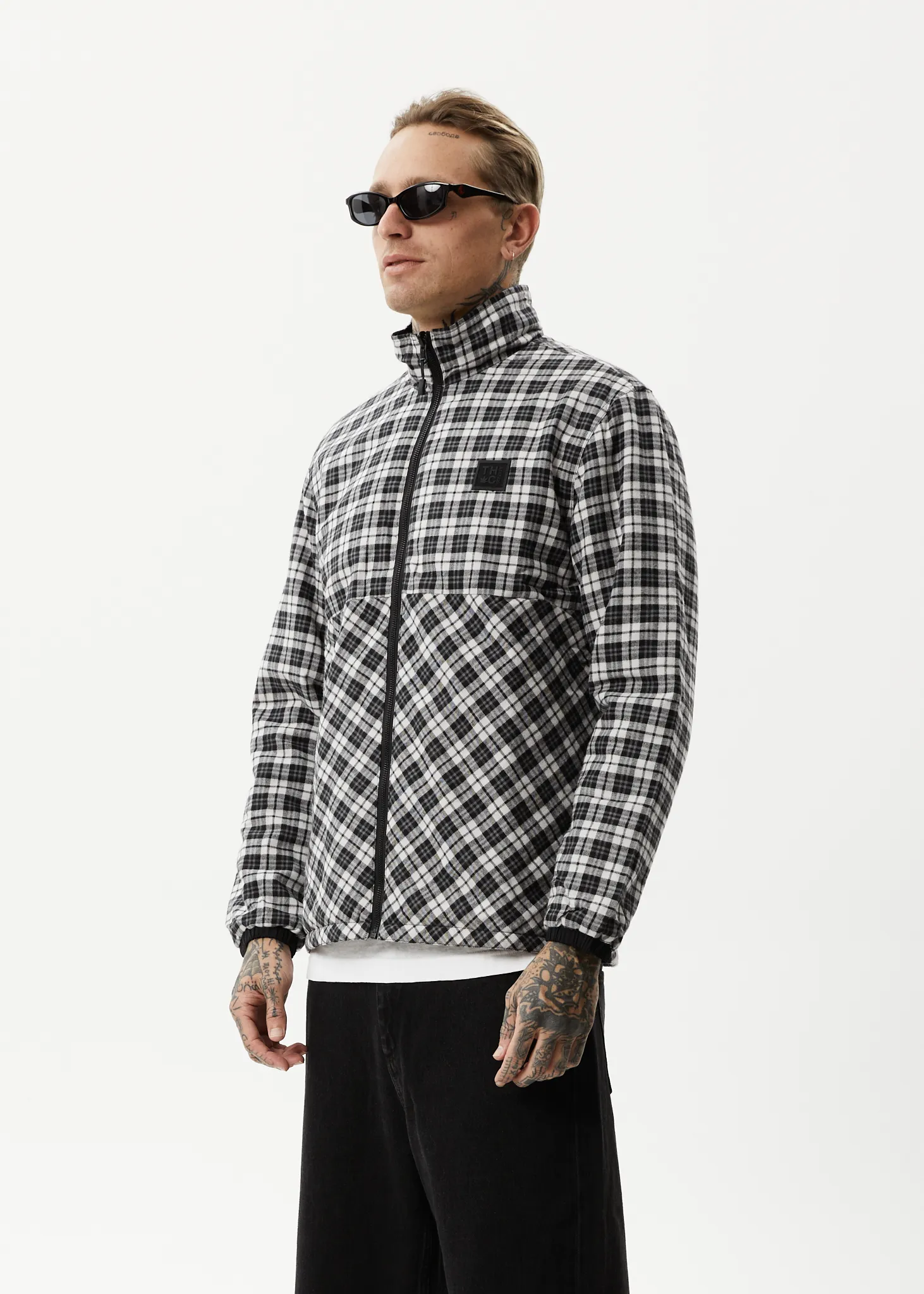 AFENDS Mens Asta - Check Reversible Jacket - Black