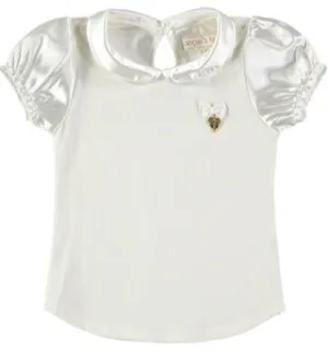 Angel's Face Girls Satin Short Sleeves Top - White