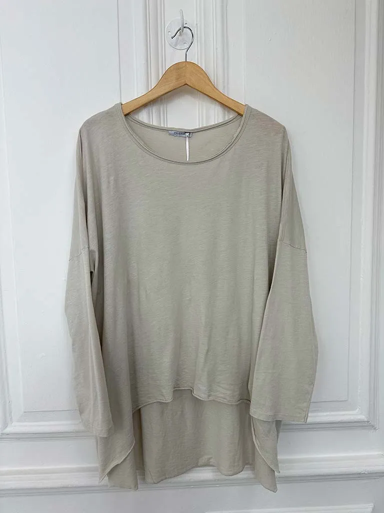 Basic Long Sleeve Slub Top - Stone