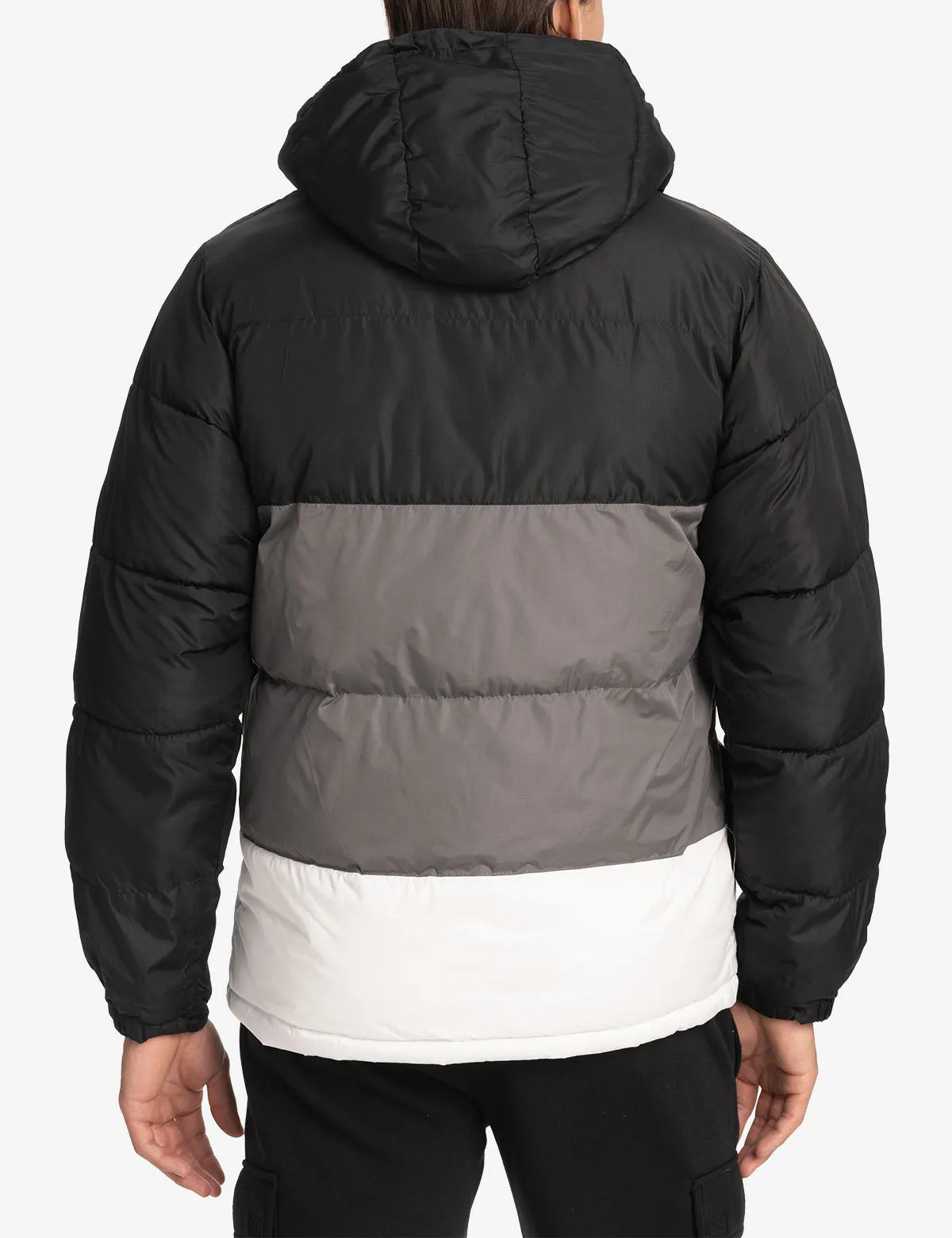 BIG LOGO TRI COLOR QUILTED PUFFER JACKET