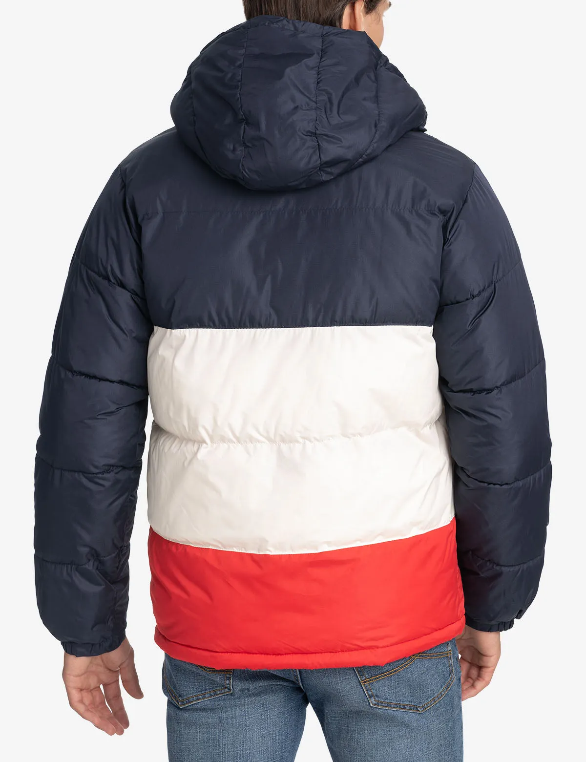 BIG LOGO TRI COLOR QUILTED PUFFER JACKET