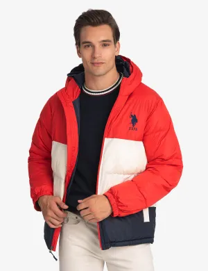 BIG LOGO TRI COLOR QUILTED PUFFER JACKET