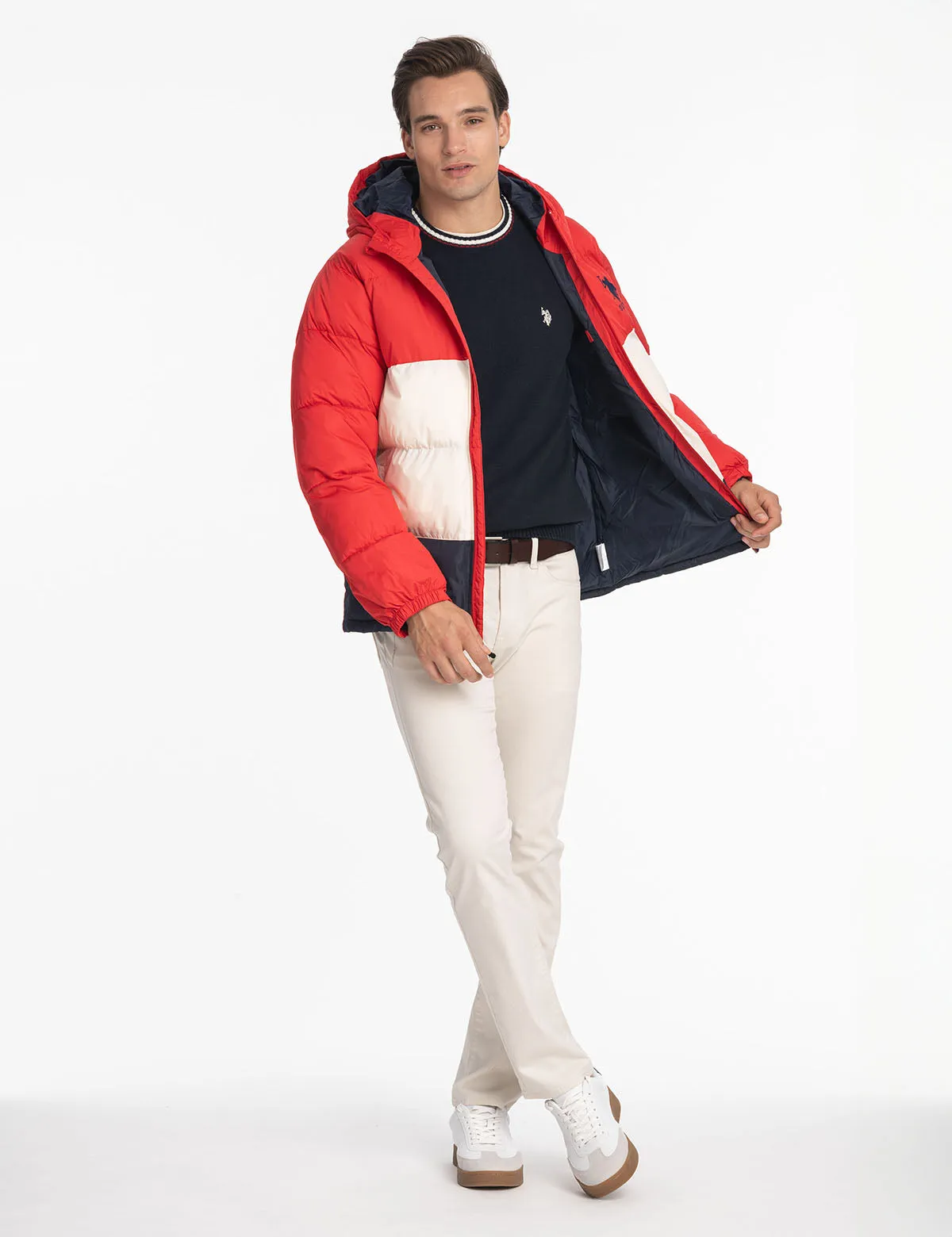 BIG LOGO TRI COLOR QUILTED PUFFER JACKET