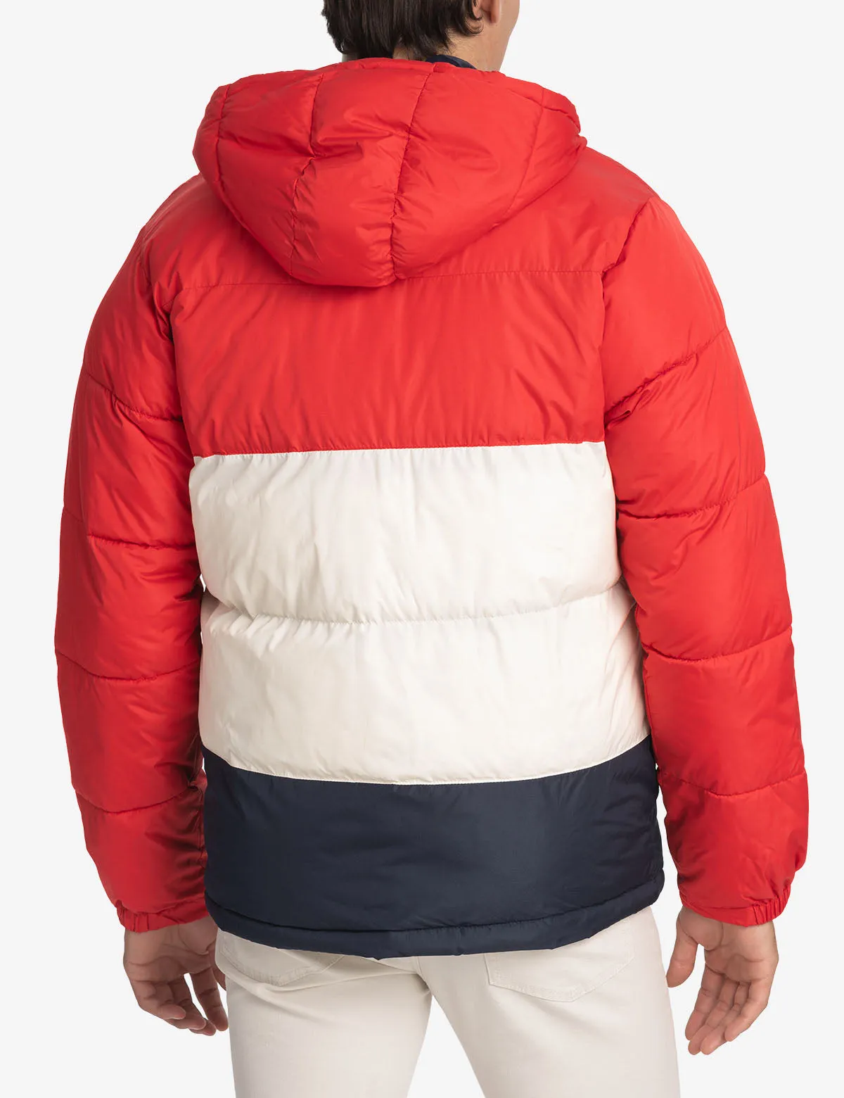 BIG LOGO TRI COLOR QUILTED PUFFER JACKET