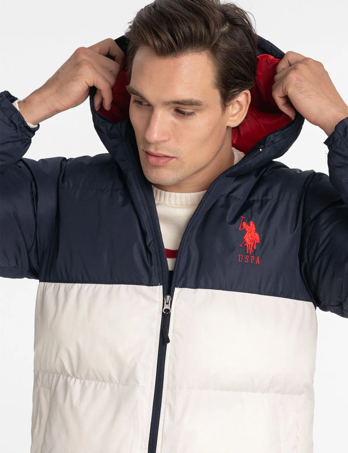 BIG LOGO TRI COLOR QUILTED PUFFER JACKET