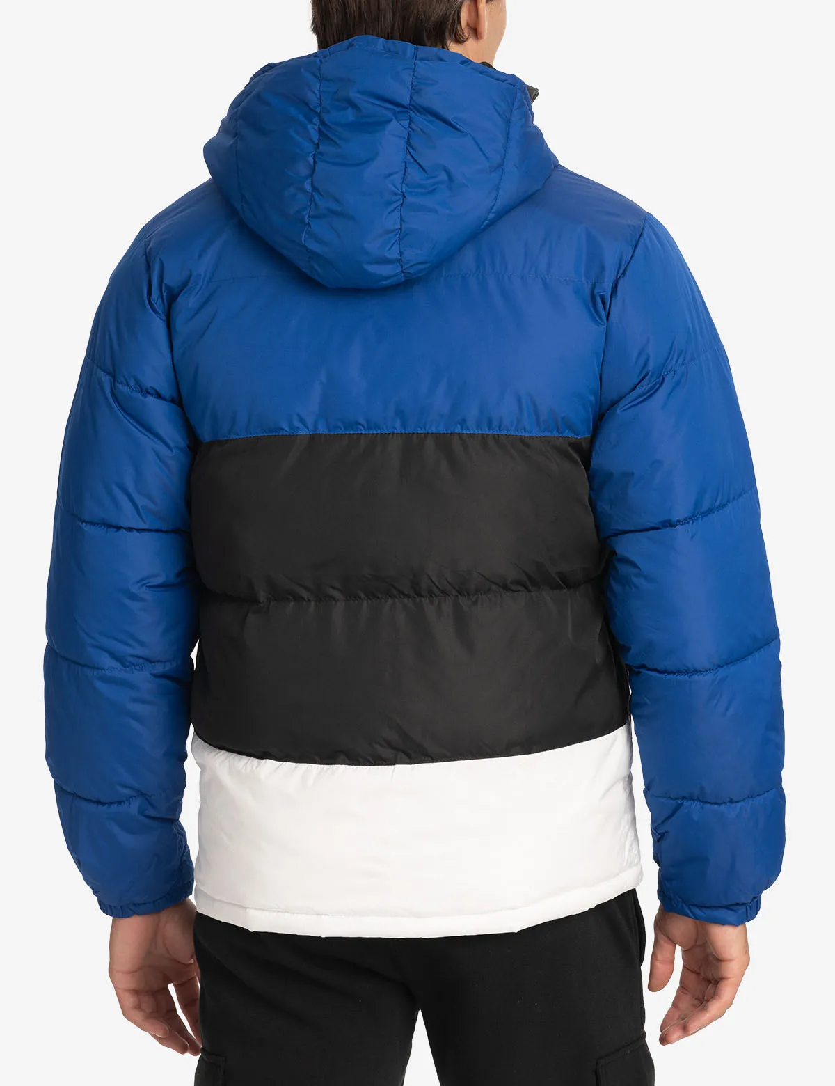 BIG LOGO TRI COLOR QUILTED PUFFER JACKET