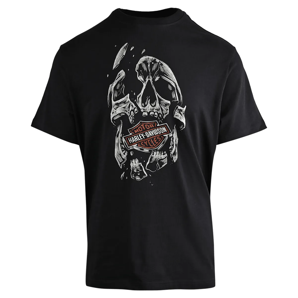 Branded  Men's T-Shirt Black Broken Skull Short Sleeve (S51)