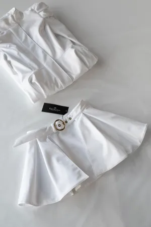 Buckle Belt with Peplum Detail in White | 'Majestic White'