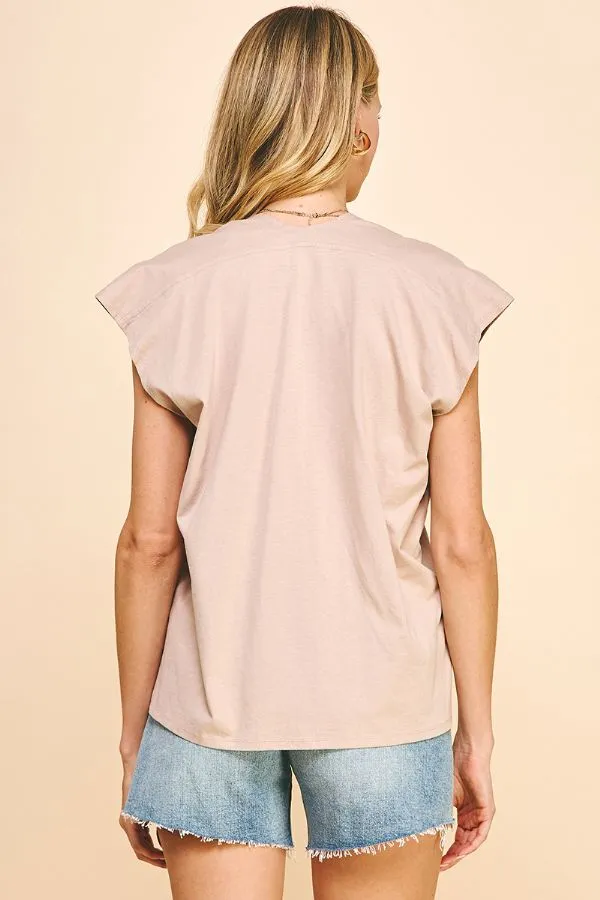 CAP SLV V NECK TOP