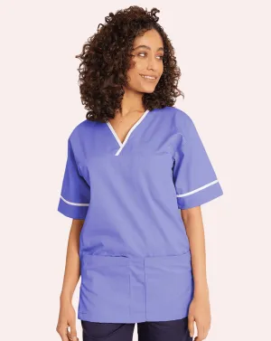 Casey Unisex Smart Scrub Tunic - Metro Blue / White