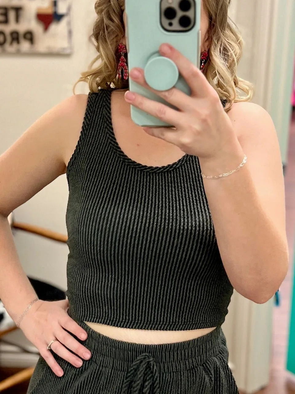 Charcoal Kick Back Cropped Tank