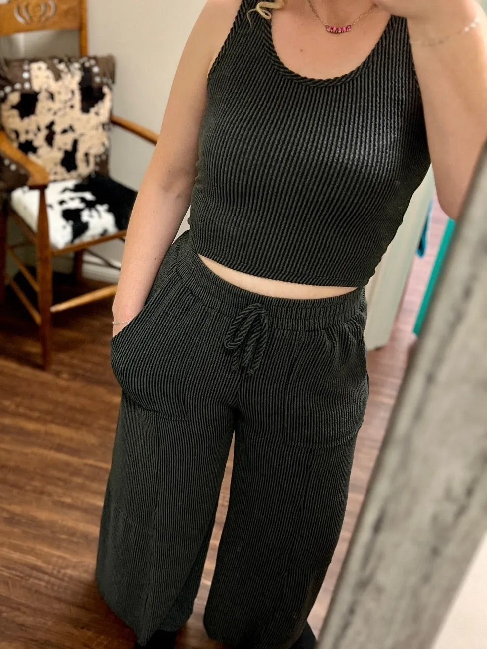 Charcoal Kick Back Cropped Tank