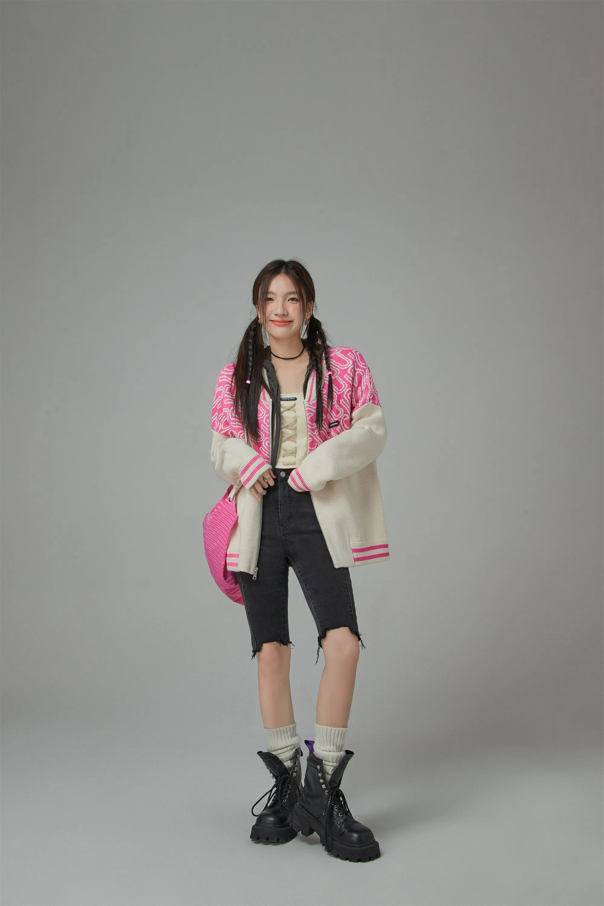 Chuu Girl Zip-Up Loose Fit Cardigan