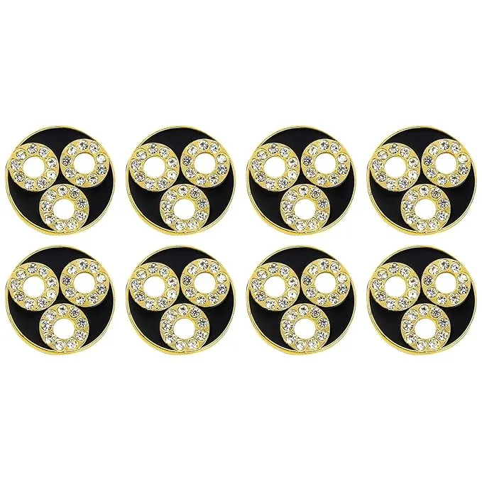 Circular Metal Buttons with Diamond Accents(6 Big   6 Small)