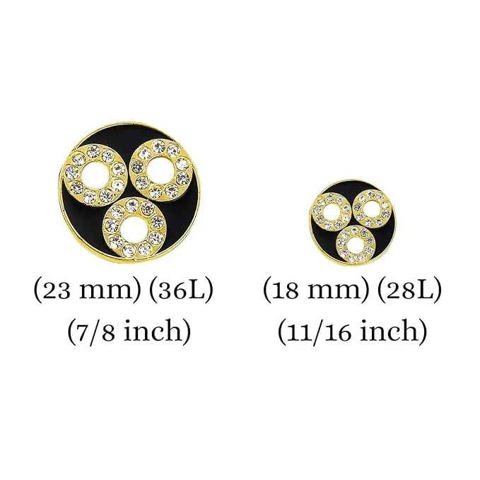 Circular Metal Buttons with Diamond Accents(6 Big   6 Small)