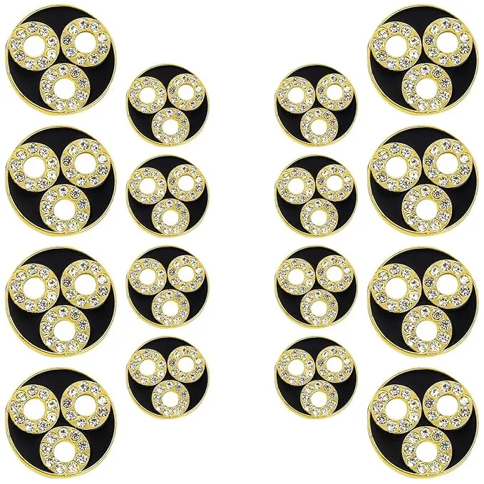 Circular Metal Buttons with Diamond Accents(6 Big   6 Small)