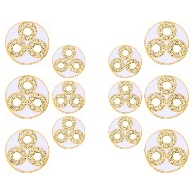 Circular Metal Buttons with Diamond Accents(6 Big   6 Small)