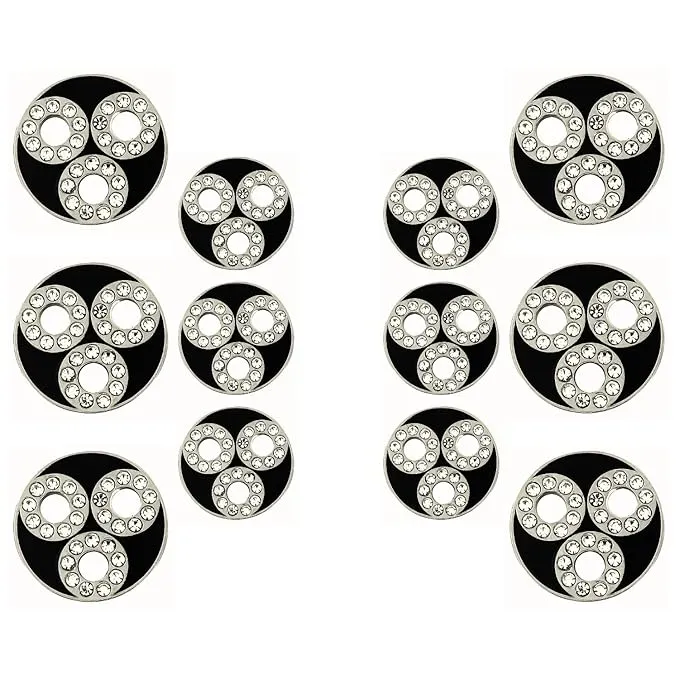 Circular Metal Buttons with Diamond Accents(6 Big   6 Small)