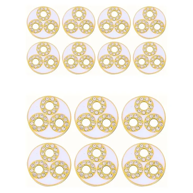 Circular Metal Buttons with Diamond Accents(6 Big   6 Small)