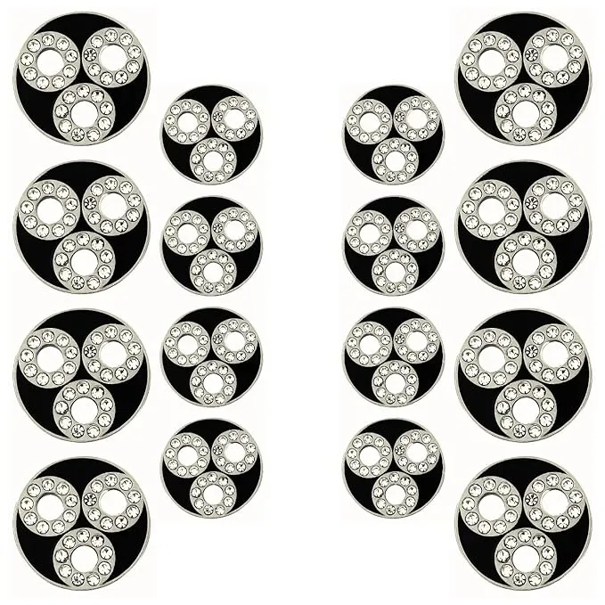 Circular Metal Buttons with Diamond Accents(6 Big   6 Small)