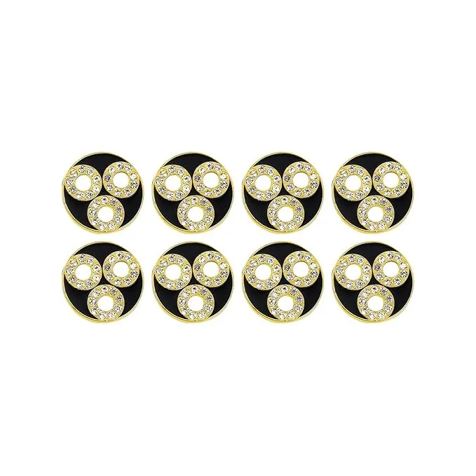 Circular Metal Buttons with Diamond Accents(6 Big   6 Small)