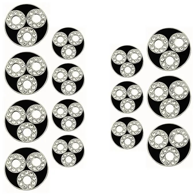 Circular Metal Buttons with Diamond Accents(6 Big   6 Small)