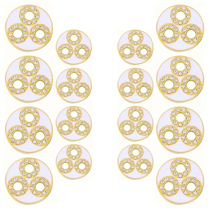 Circular Metal Buttons with Diamond Accents(6 Big   6 Small)