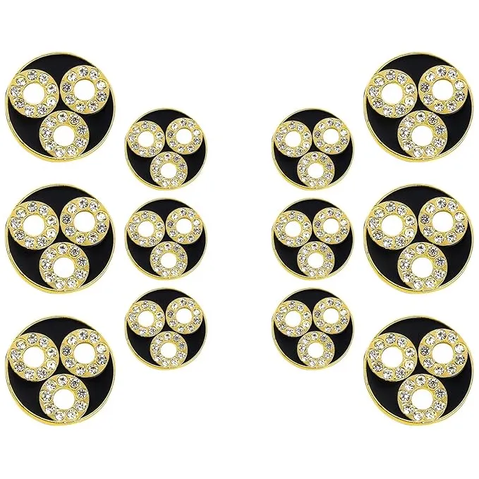 Circular Metal Buttons with Diamond Accents(6 Big   6 Small)