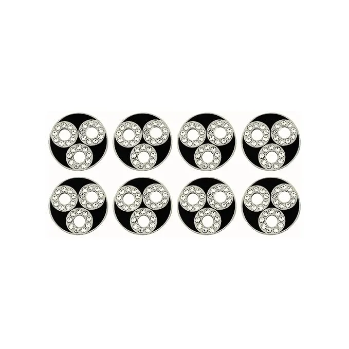 Circular Metal Buttons with Diamond Accents(6 Big   6 Small)