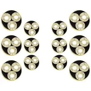 Circular Metal Buttons with Diamond Accents(6 Big   6 Small)