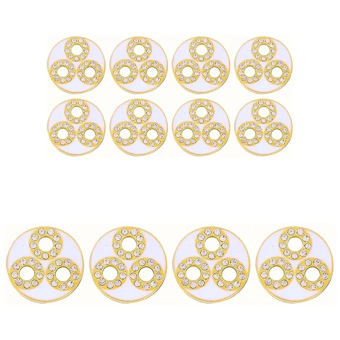 Circular Metal Buttons with Diamond Accents(6 Big   6 Small)