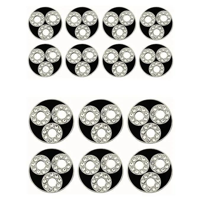 Circular Metal Buttons with Diamond Accents(6 Big   6 Small)