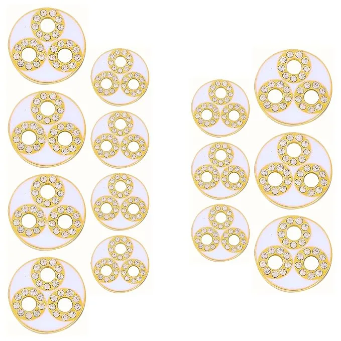 Circular Metal Buttons with Diamond Accents(6 Big   6 Small)