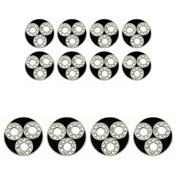 Circular Metal Buttons with Diamond Accents(6 Big   6 Small)