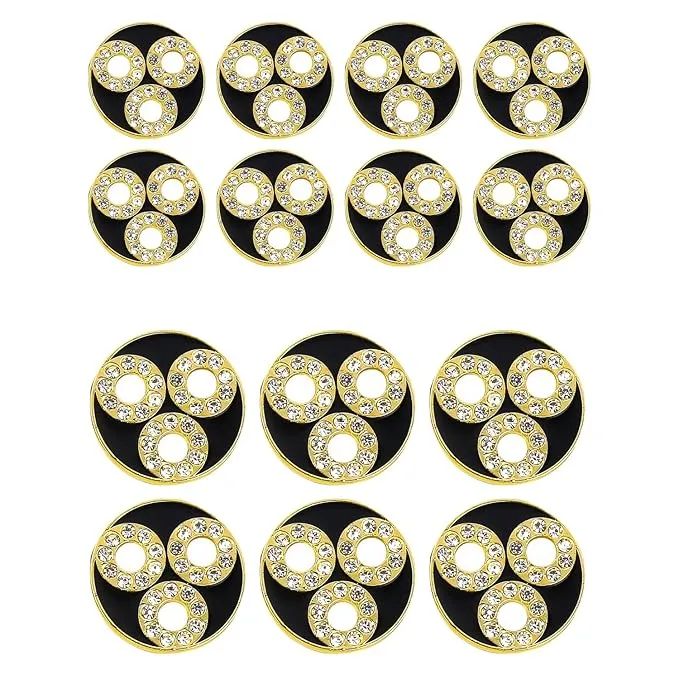 Circular Metal Buttons with Diamond Accents(6 Big   6 Small)