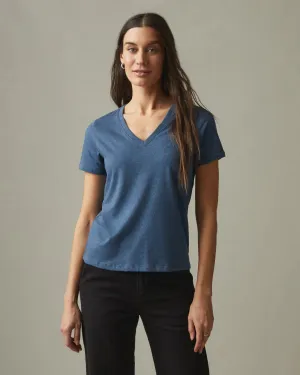 Classic Cotton V-Neck Tee - Blue Storm Heather