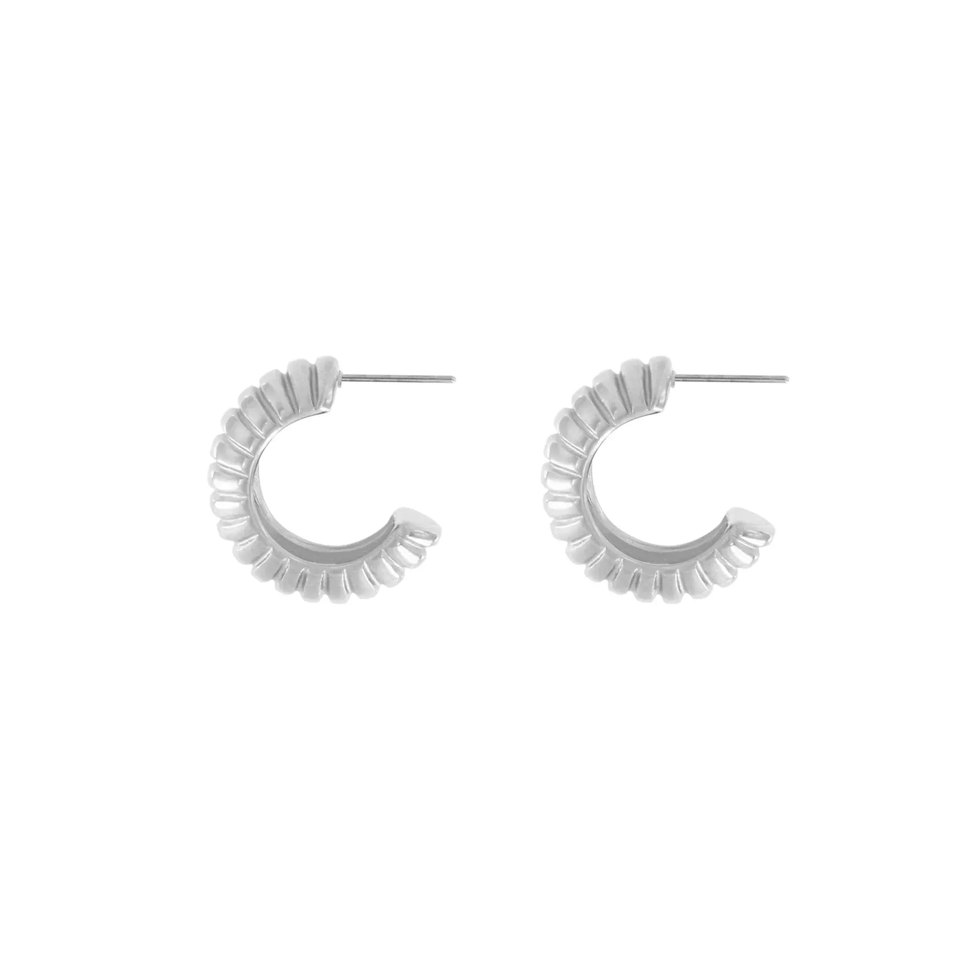 Courage Waterproof Chunky Stribe Hoop Earring Silver Plating