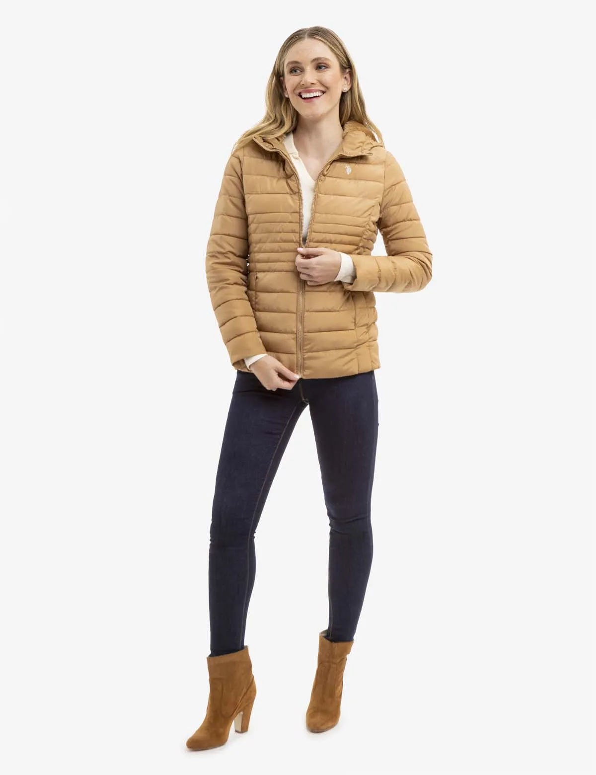 COZY QUILTED HOODED PUFFER JACKET