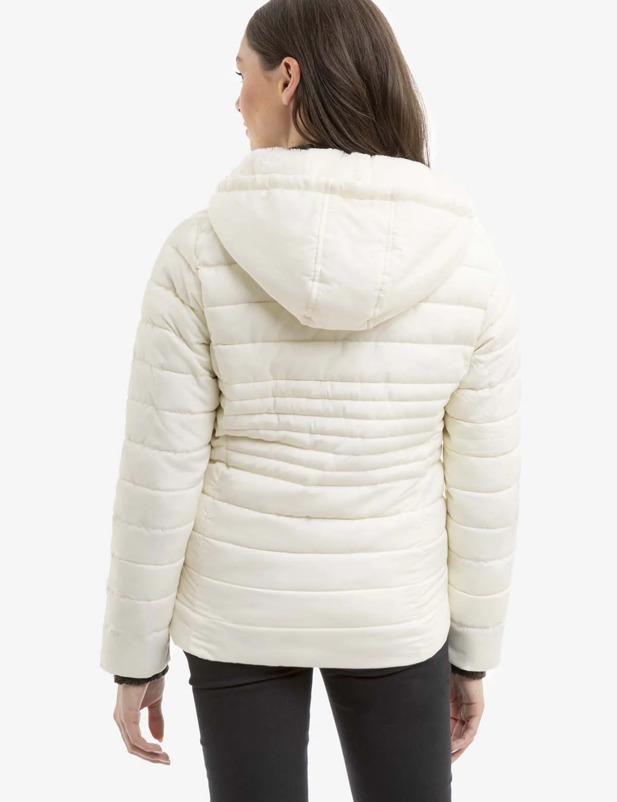 COZY QUILTED HOODED PUFFER JACKET