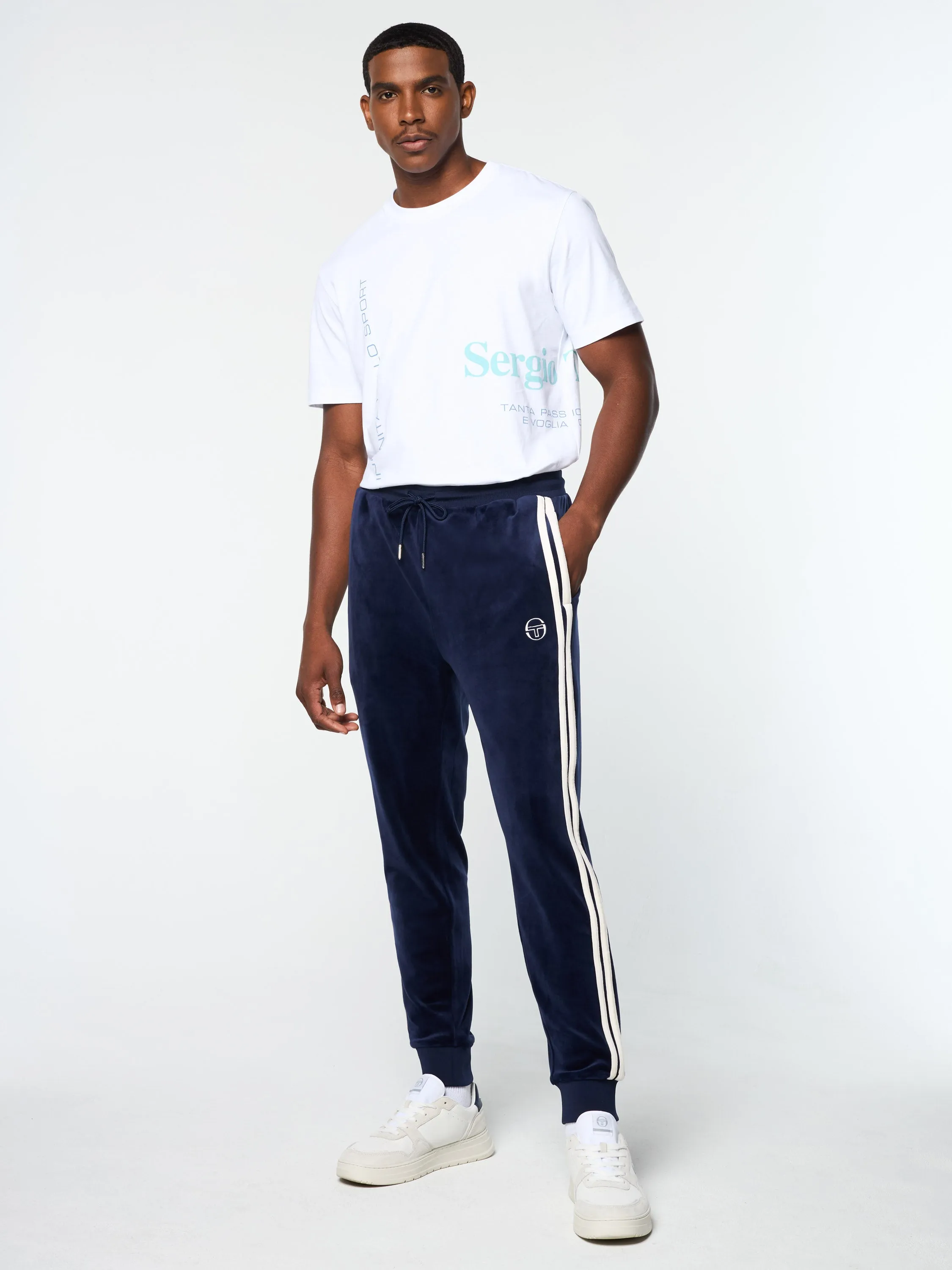 Damarindo Velour Track Pant- Maritime Blue