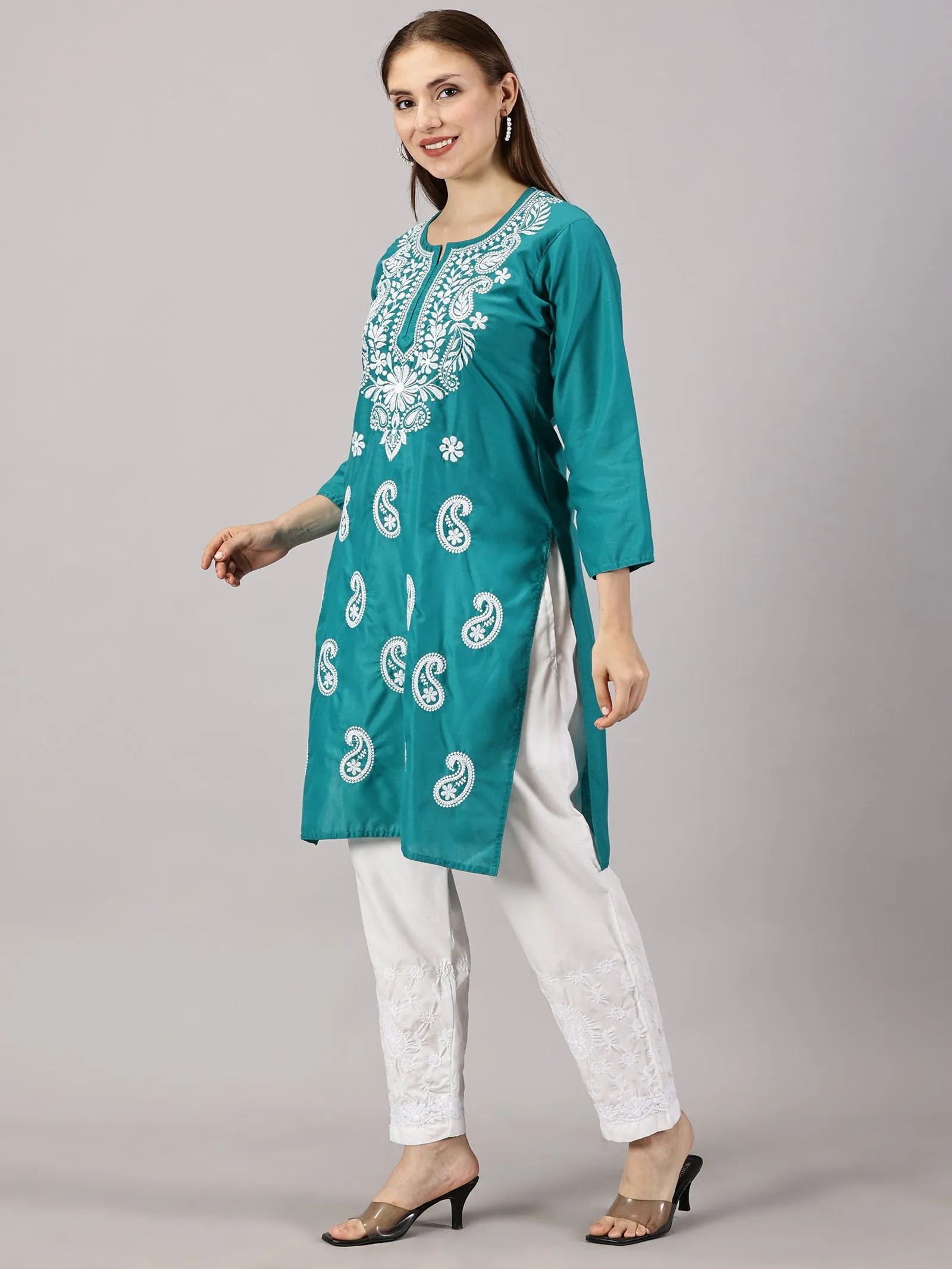 Embroidered Cotton Wear: 2 Kurtis   Pants Set | Women’s Cotton Kurti Set: Embroidery & Comfort Combo | Chic Cotton Sets Combo: Embroidered Kurtis and Pants | Stylish Cotton Kurti Set with Pants - 2 Piece Combo