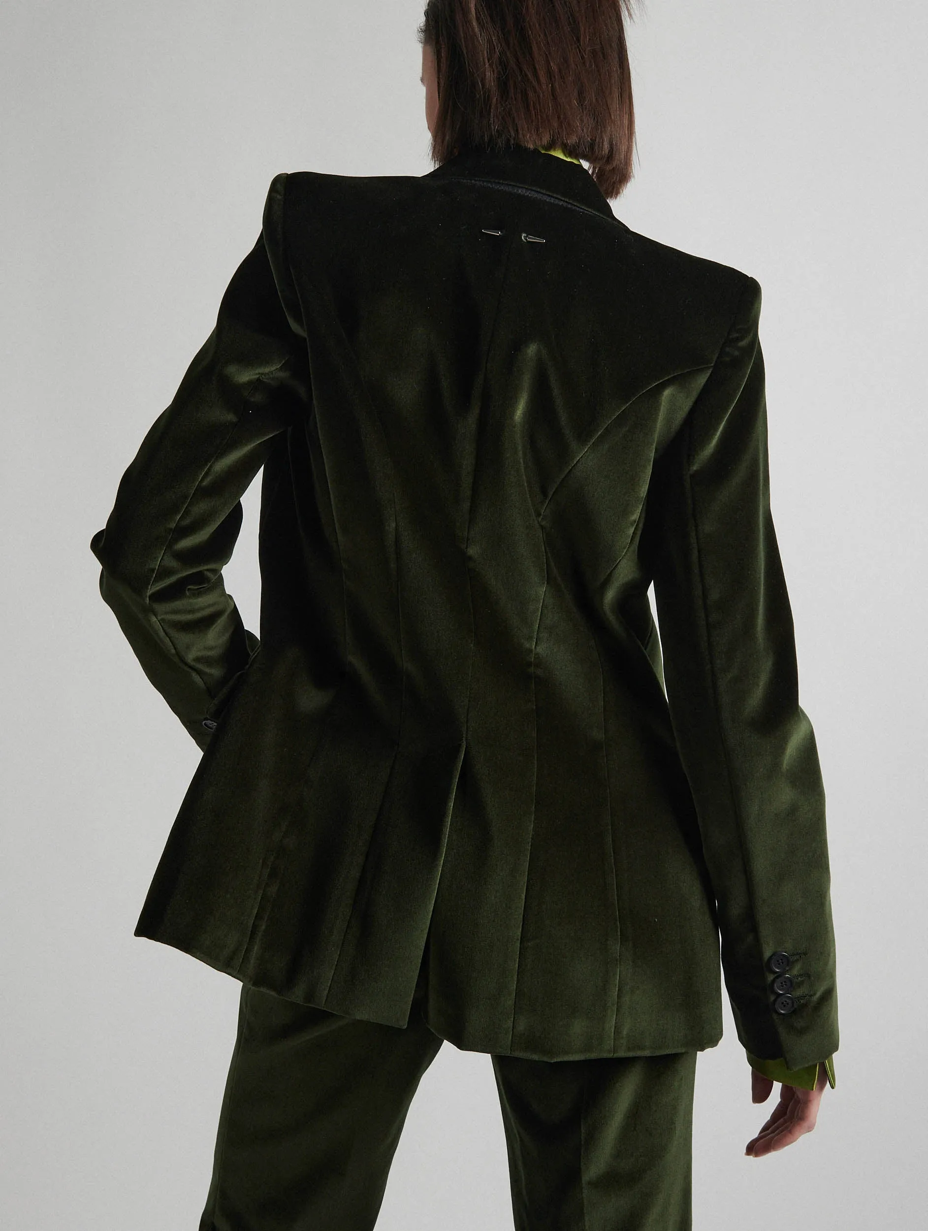 Fitted green velvet jacket