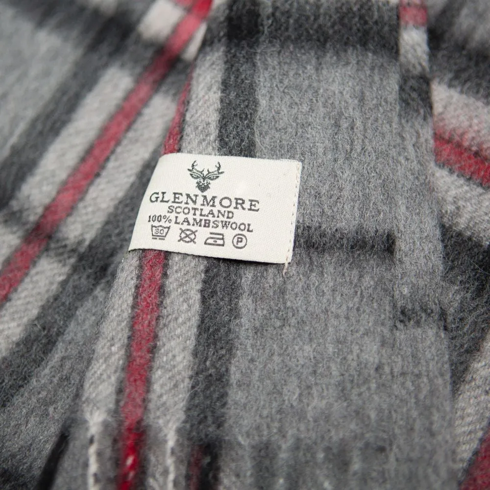 Glenmore 100% Lambswool Tartan Scarf - Thomson Grey