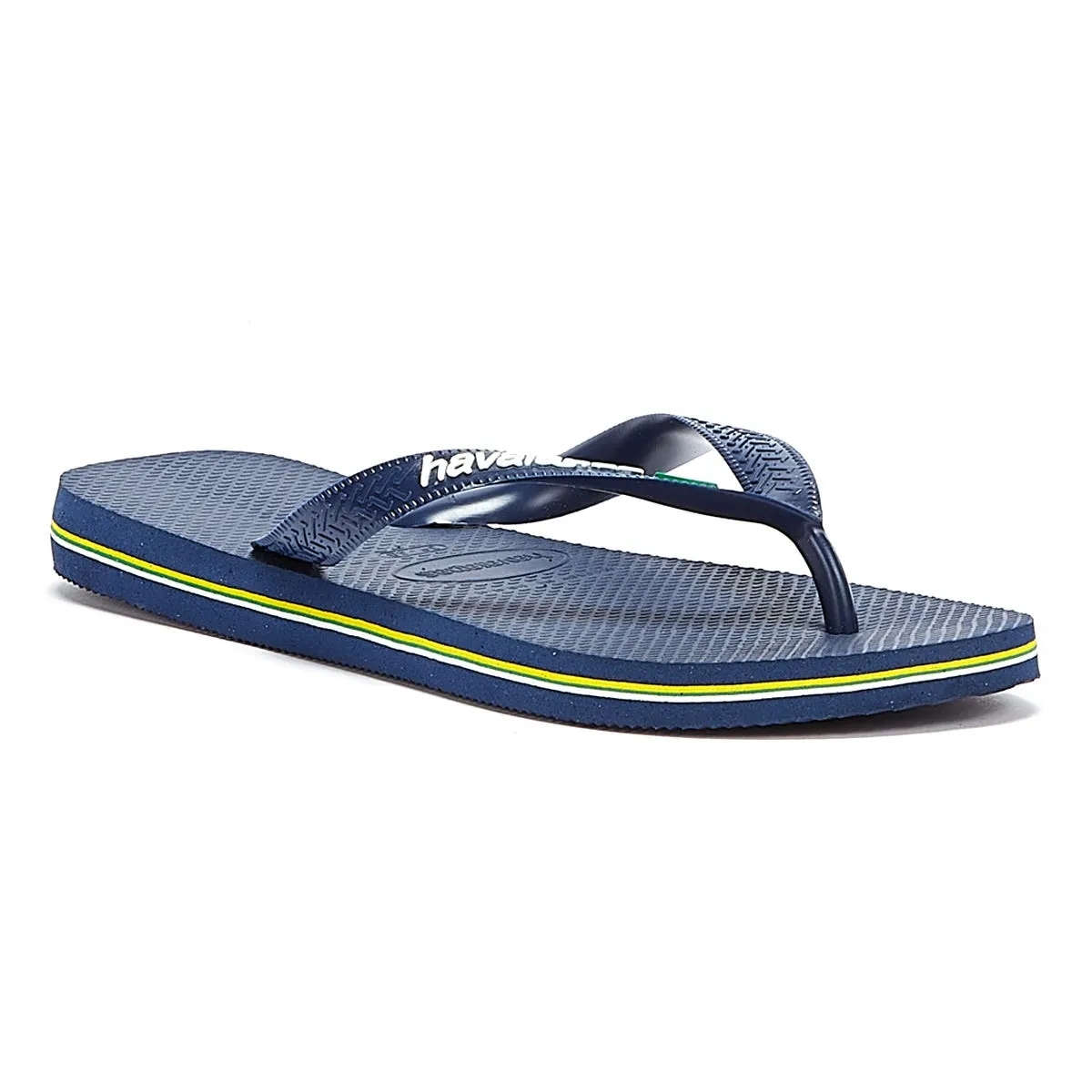 Havaianas Brasil Logo Navy Blue Rubber Flip Flops