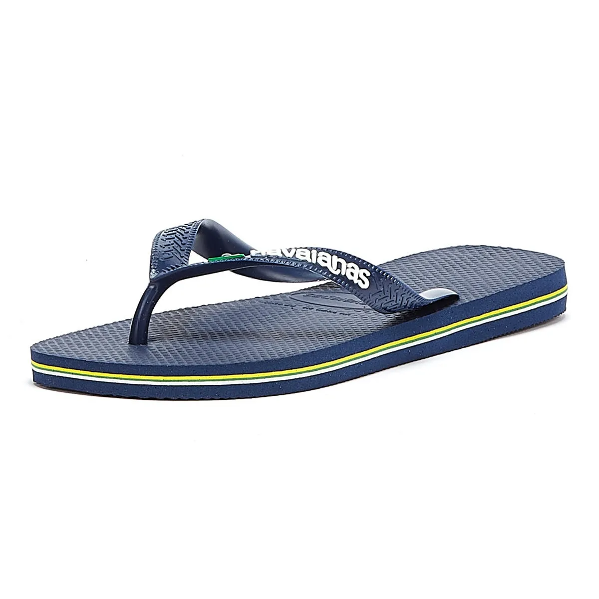 Havaianas Brasil Logo Navy Blue Rubber Flip Flops