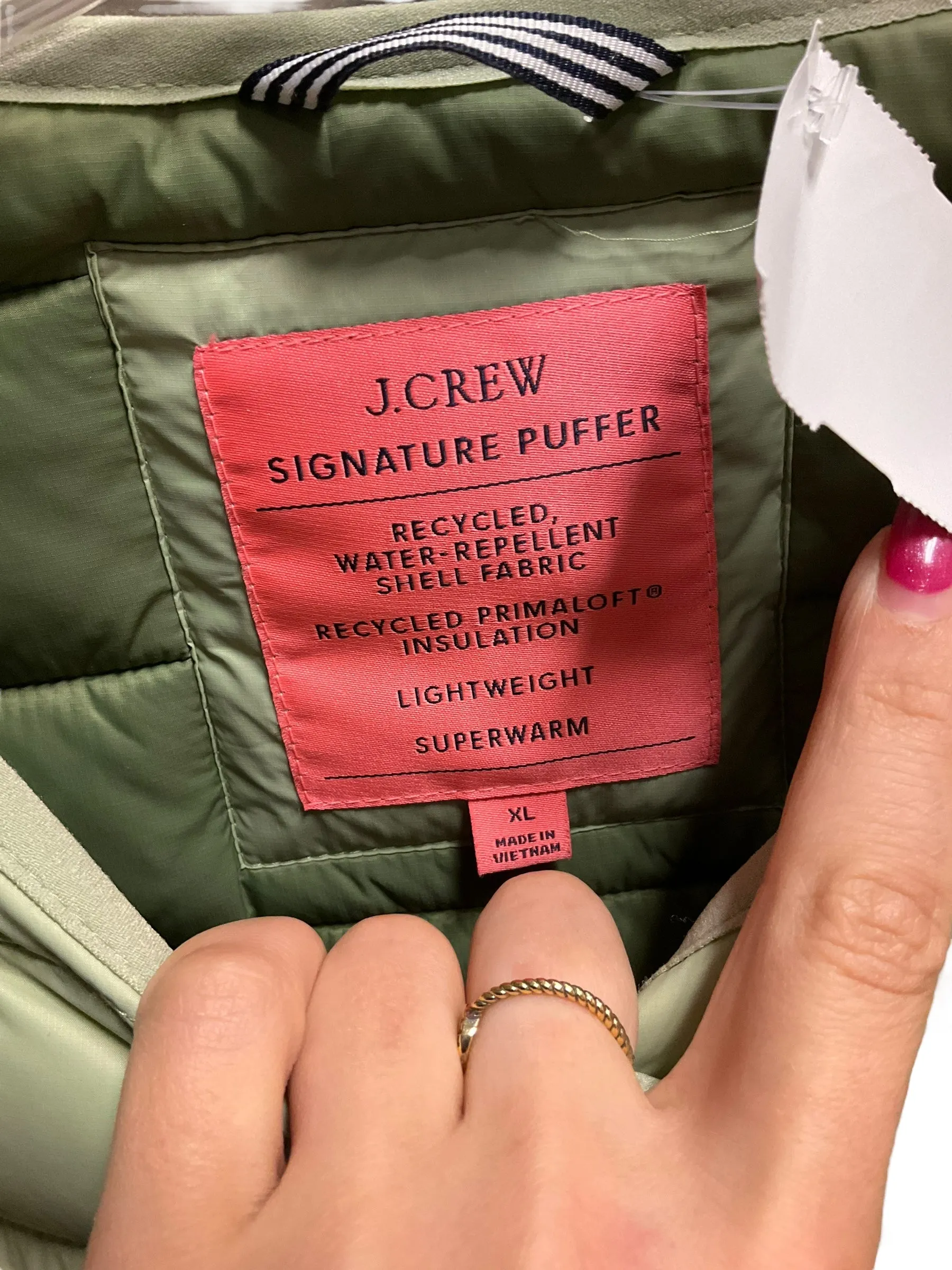 Jacket Puffer & Quilted By J. Crew In Green, Size: Xl