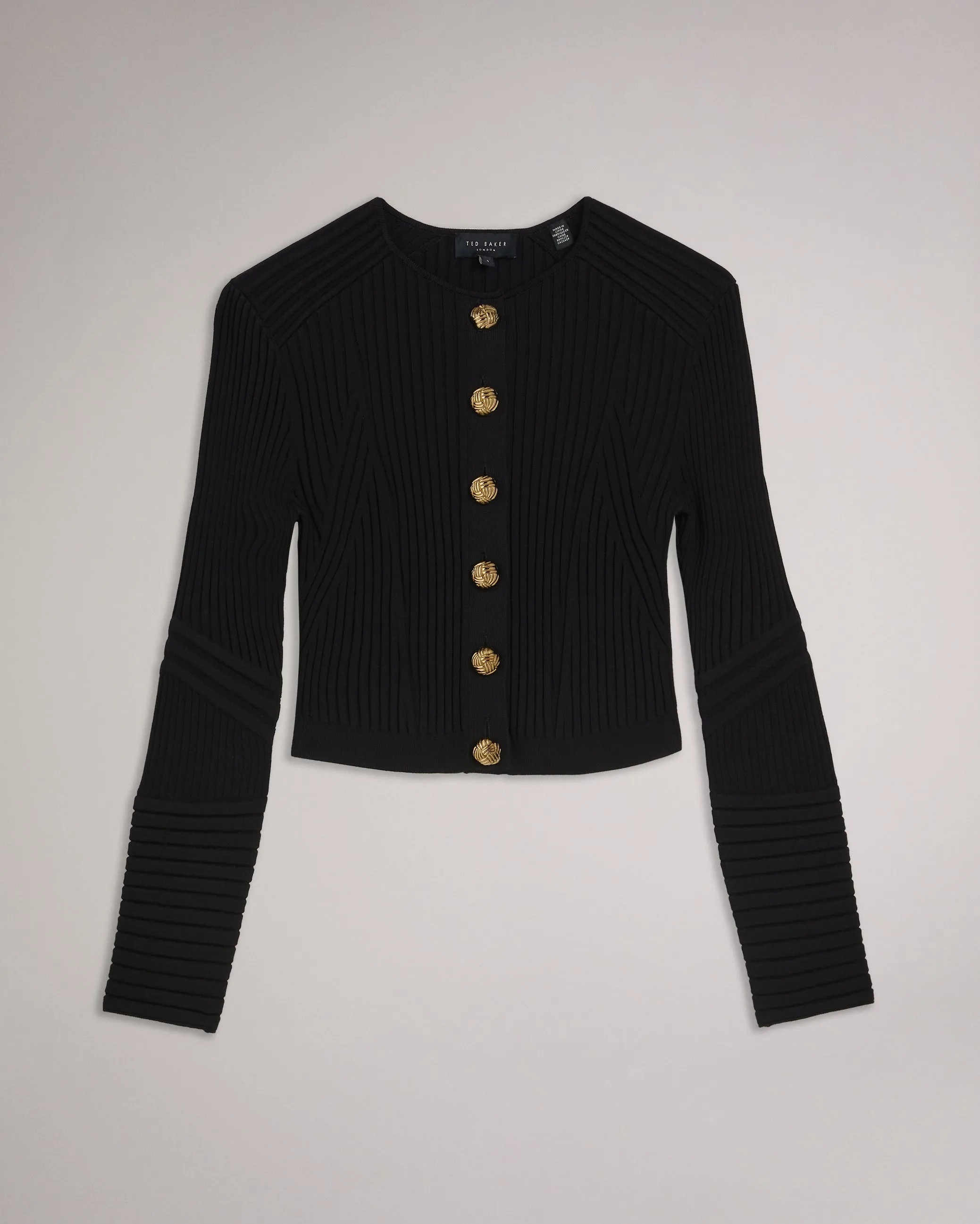 Janisaa Ribbed Knit Biker Cardigan Black