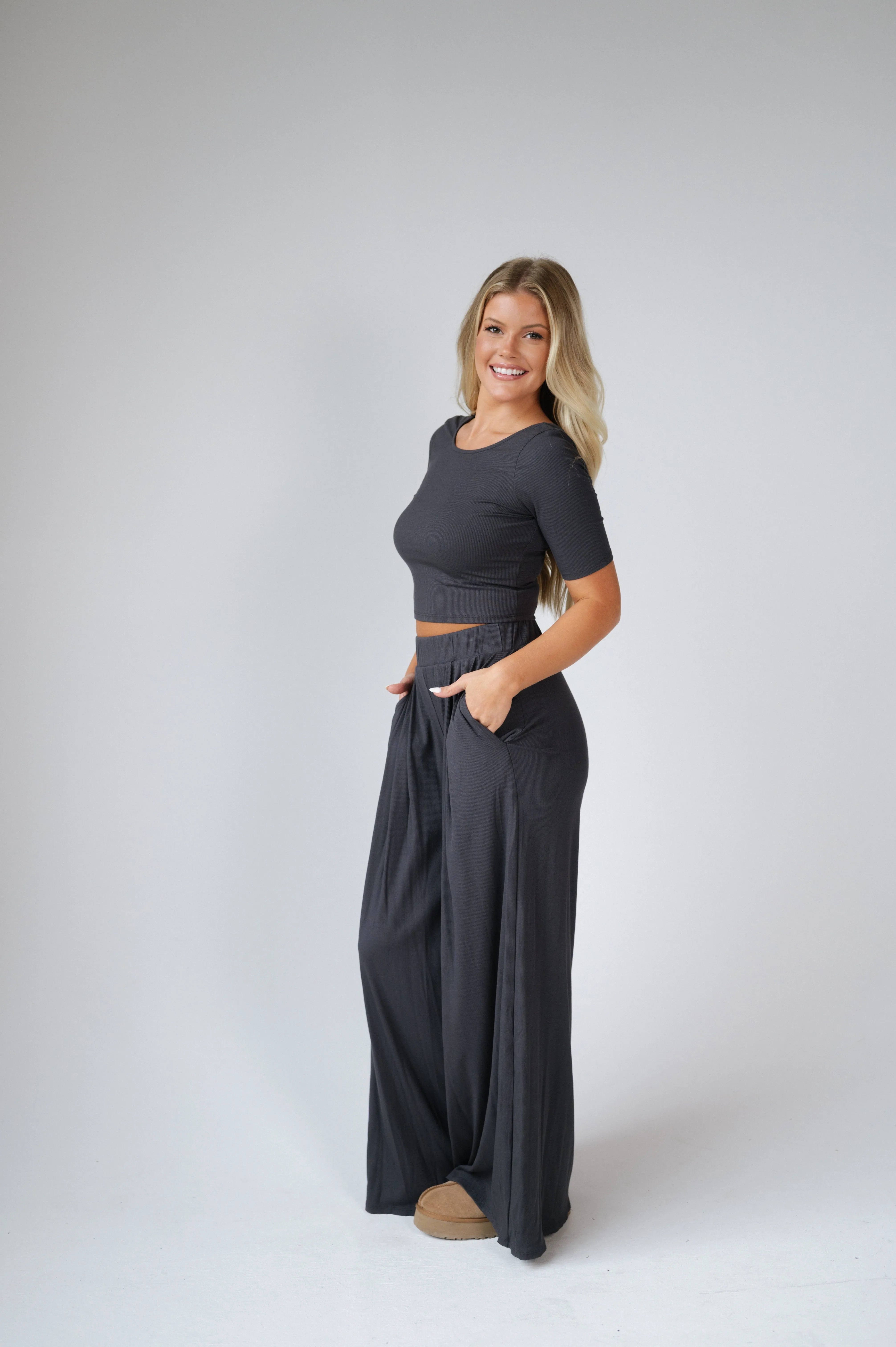 Kali Comfy Pants Set- Washed Black